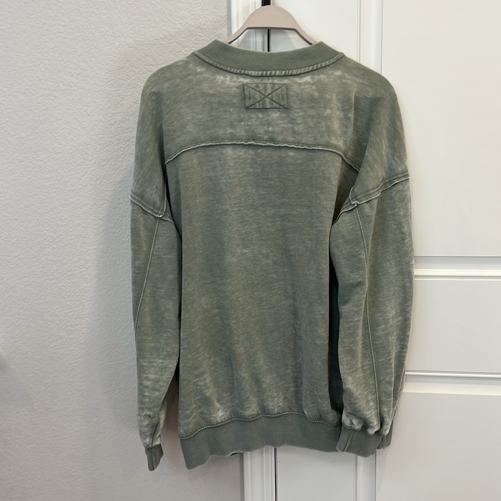 We The Free Sage Green bomber Style Sweatshirt - Picture 5 of 5